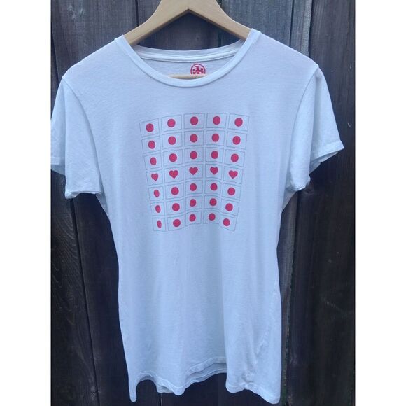 Tory Burch White and Pink Graphic Tee - Picture 1 of 5